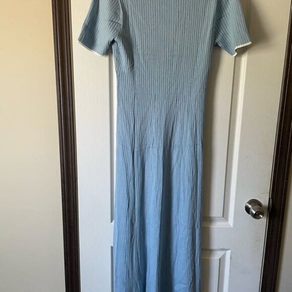 AMAZON - MEROKEETY | Ribbed Knit Polo Button Dress | Sky Blue | Size L | NWT - Picture 9 of 10